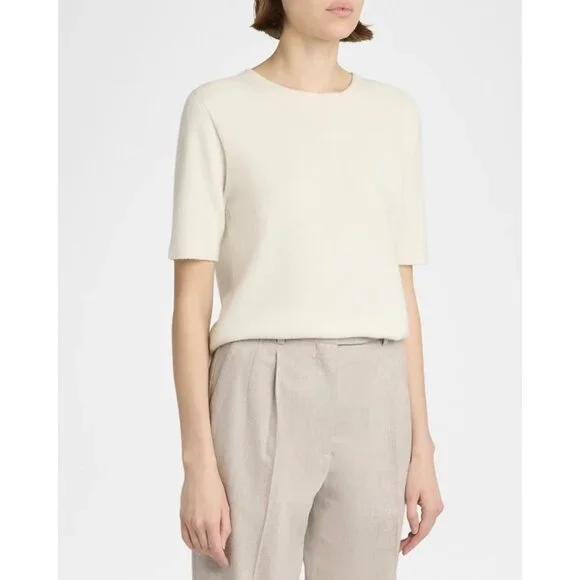 The Row Ipar Top in Pale Green Small Womens Cashmere SHort Sleeve Sweater - Picture 11 of 13